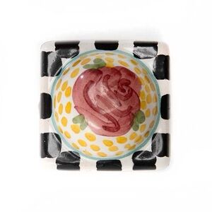 MacKenzie-Childs Petit Four Square Rose Majolica Decorative Knob Set 4